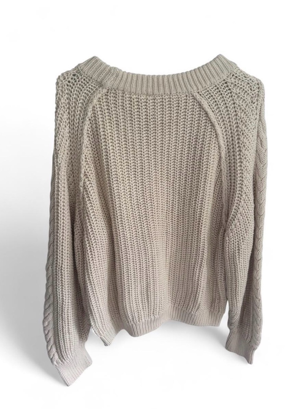 Free People Cream Cable Knit Crew Sweater - Picture 3 of 4